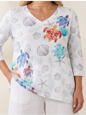 ET LOIS KNIT TOP - Sea Turtles, Size L
